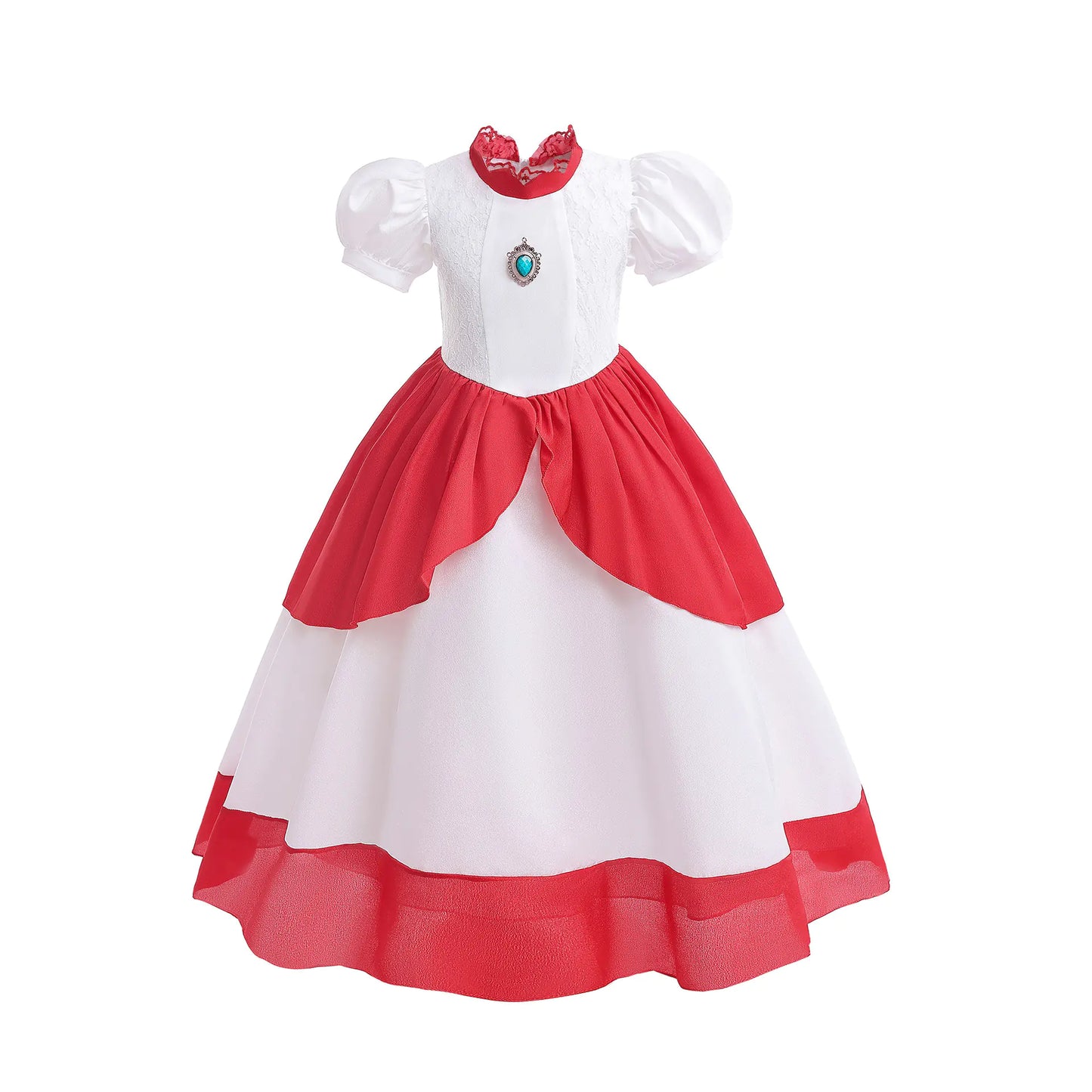 Princess Peach Cosplay Dress with Puff Sleeves