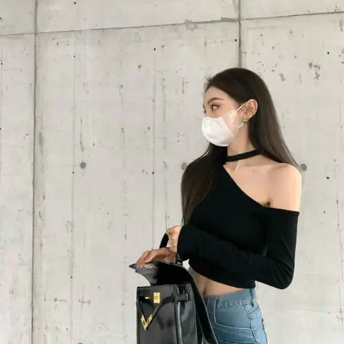 Button-Drape High-Rise Slim Straight Wide-Leg Jeans