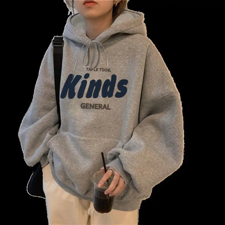 Women's Hooded Fleece Sweater with Letter Design