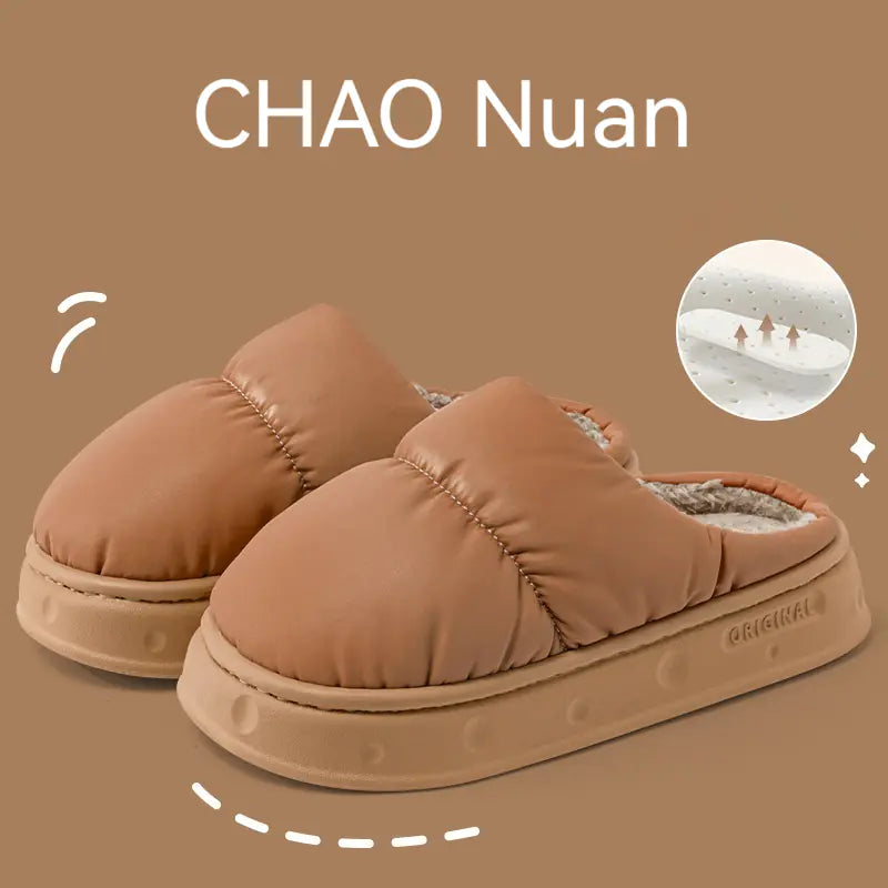 Warm Plush Waterproof Cotton Non-slip Home Slippers