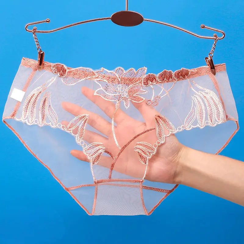 Transparent Lace Mesh Women's Underwear - Low Waist Sexy