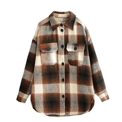 Slim Fit Plaid Shirt Jacket