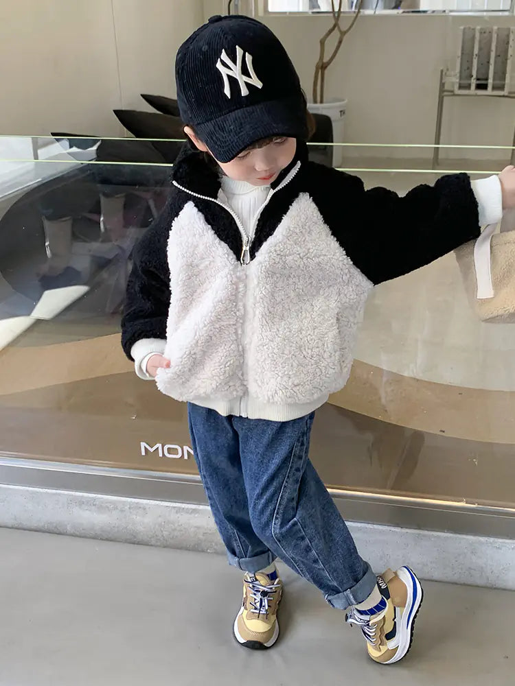 Girls' Thick Lamb Velvet Coat for Winter Wear