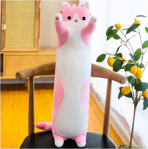 Long Cat Plush Pillow - Cartoon Cat Cuddle Toy
