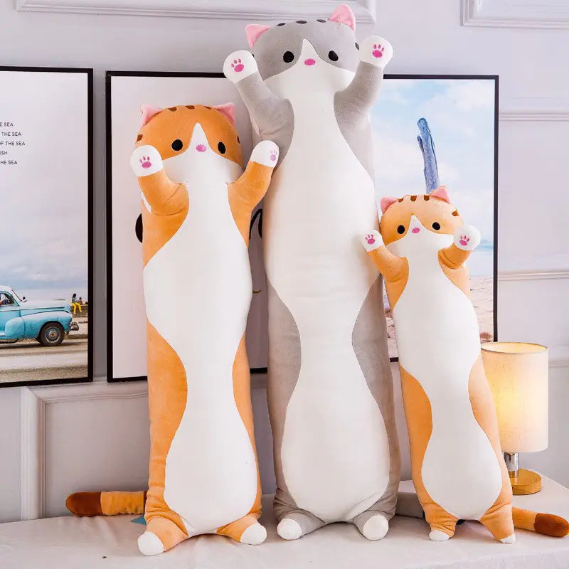 Long Cat Plush Pillow - Cartoon Cat Cuddle Toy