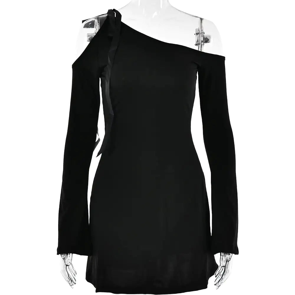 High Waist Long Sleeve Stitching Dress