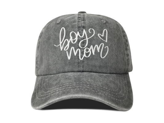 Hepandy Embroidered Boys Mom Hat for Women Gift for Mama Mother Washed Gray Baseball Cap Adjustable Cotton Snapback Hats