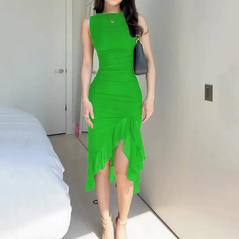 2023 Summer Women's Fashion Solid Color Dress