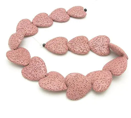 Colorful Heart-Shaped Volcanic Rock Bracelet