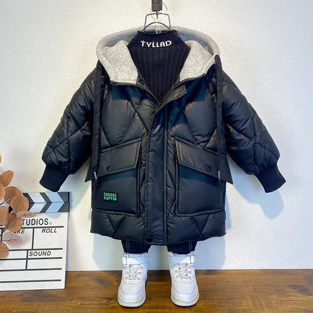 Children's Thick Warm Hooded Down Jacket for Boys
