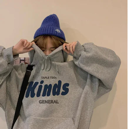 Women's Hooded Fleece Sweater with Letter Design