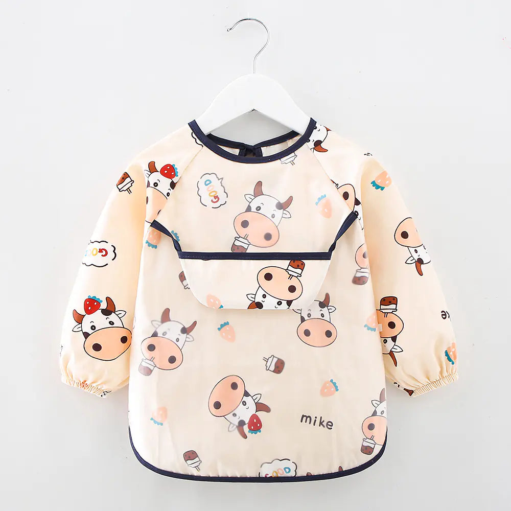 Waterproof Cotton Bib for Kids - Long Sleeve Feeding Apron