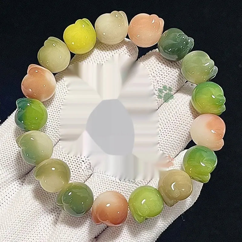 Cat's Paw Bodhi Root Bracelet with White Jade Design