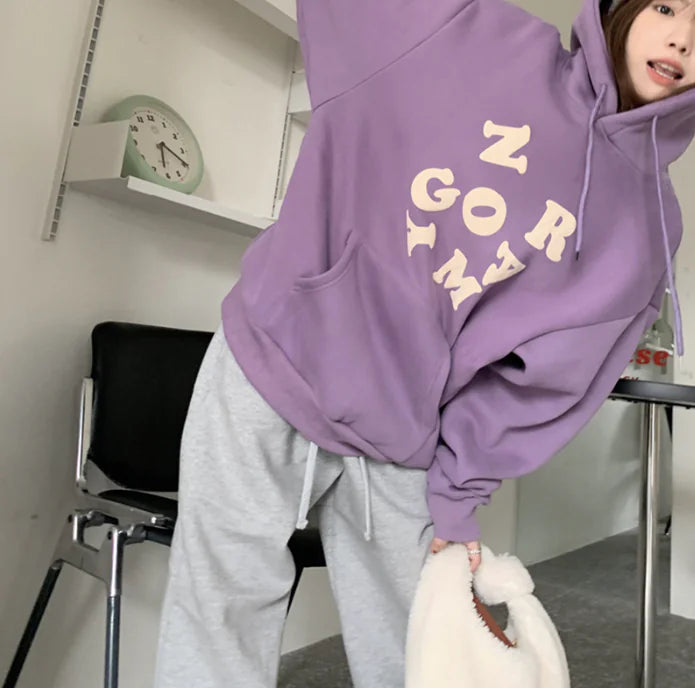 Women's Plus Size Loose Hooded Fleece Sweater