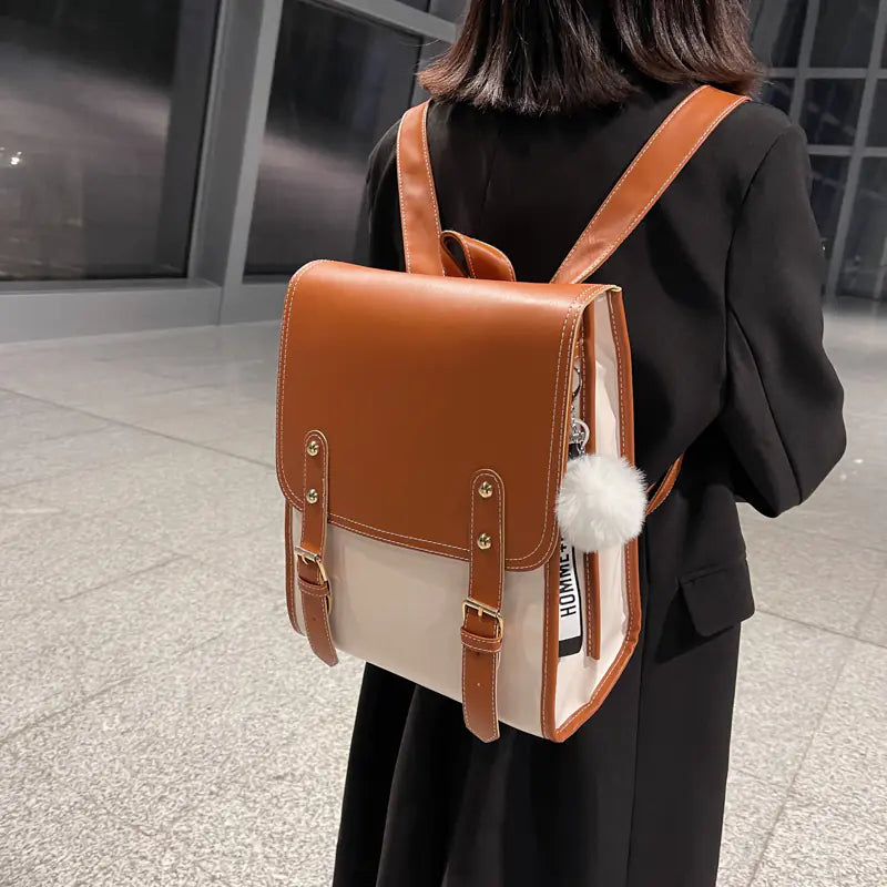 Women’s Large PU Leather Backpack for Travel & School