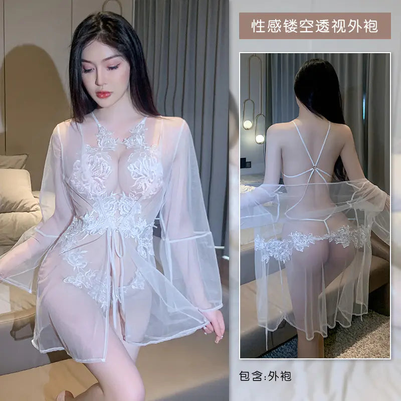 Lace Lingerie Bodysuit with Open Crotch Design