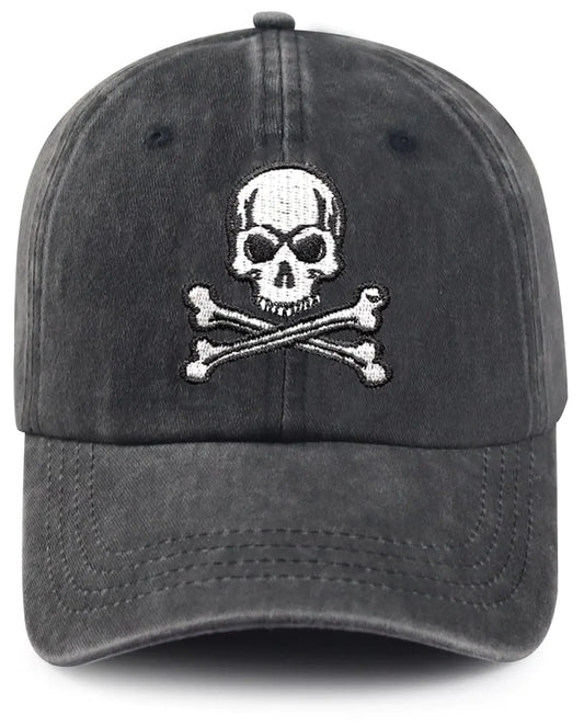 Bshuey Halloween Skull and Cross Fashion Embroidered Hat for Men Women Cotton Dad Hat Baseball Cap Adjustable Unisex
