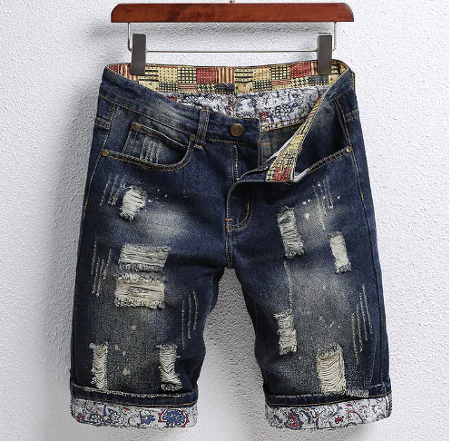 Men's Retro Trendy Ripped Five-Point Summer Shorts