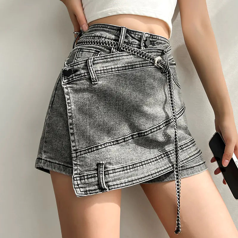 Irregular Splicing Denim Skirt for Women