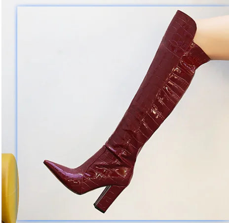 Women's Pointed Toe High-Heeled Over-the-Knee Boots