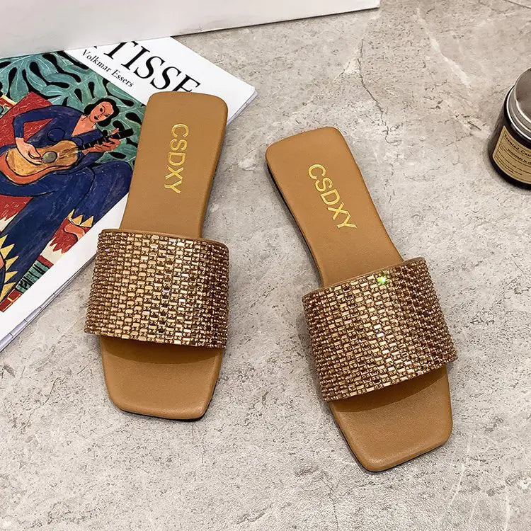 Rhinestone Flip Flop Sandals for Women