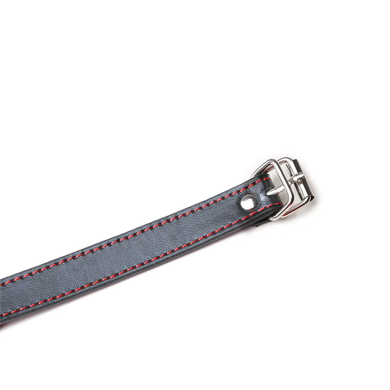 Black Leather Mouth Gag with Red Lines, Adult Toy