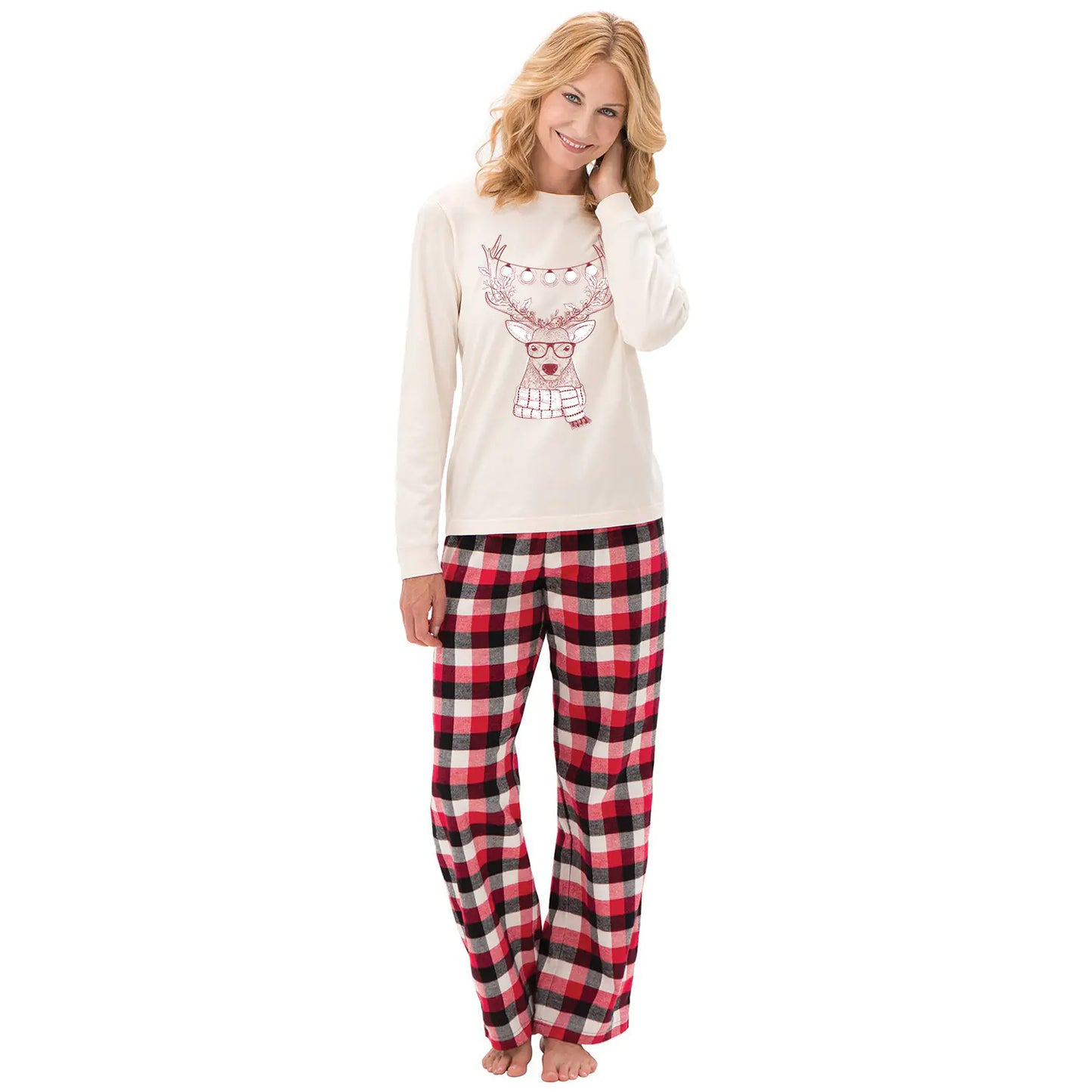 Christmas Family Pajama Set with Reindeer Print