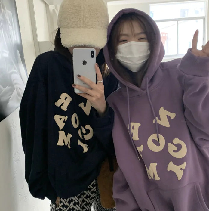 Women's Plus Size Loose Hooded Fleece Sweater