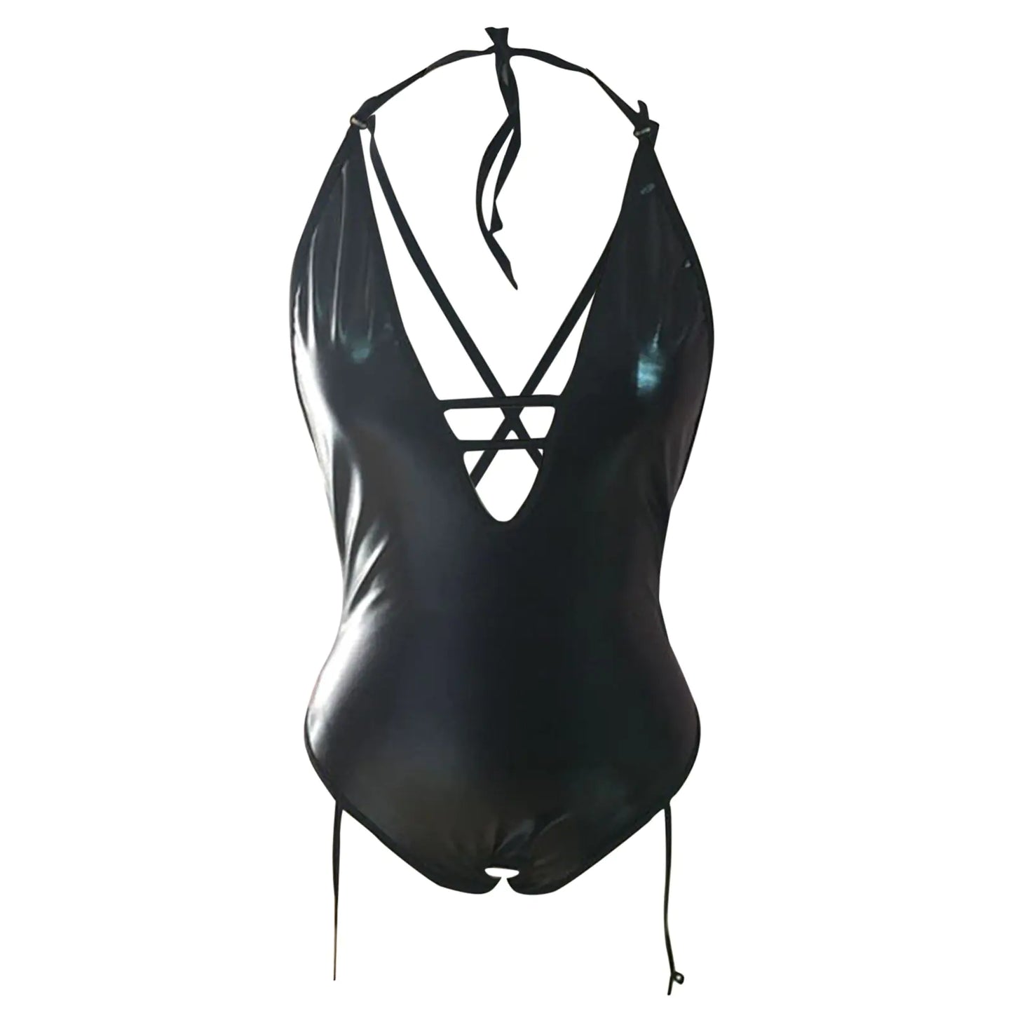 Plus Size Open Bra Crotchless Latex Bodysuit Lingerie