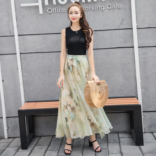 Women's High-Waisted A-Line Printed Skirt