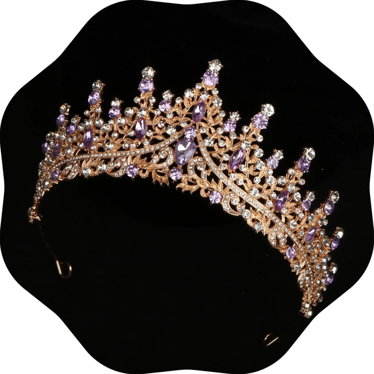 FIRCRE Tiaras and Crowns for Women Crystal Princess Tiaras Rhinestone Queen Crowns For Wedding Bridal Birthday Prom Pageant Party (Tiara 100) (Gold Purple)